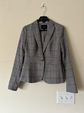 Banana Republic Classic Blazer Grey Windowpane Plaid